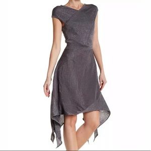 Vertigo Metallic Sleeveless Uneven Hem Dress  M